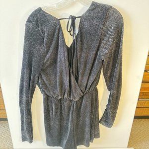 Shinny Silver Dressy Long Sleeve Shorts Suite